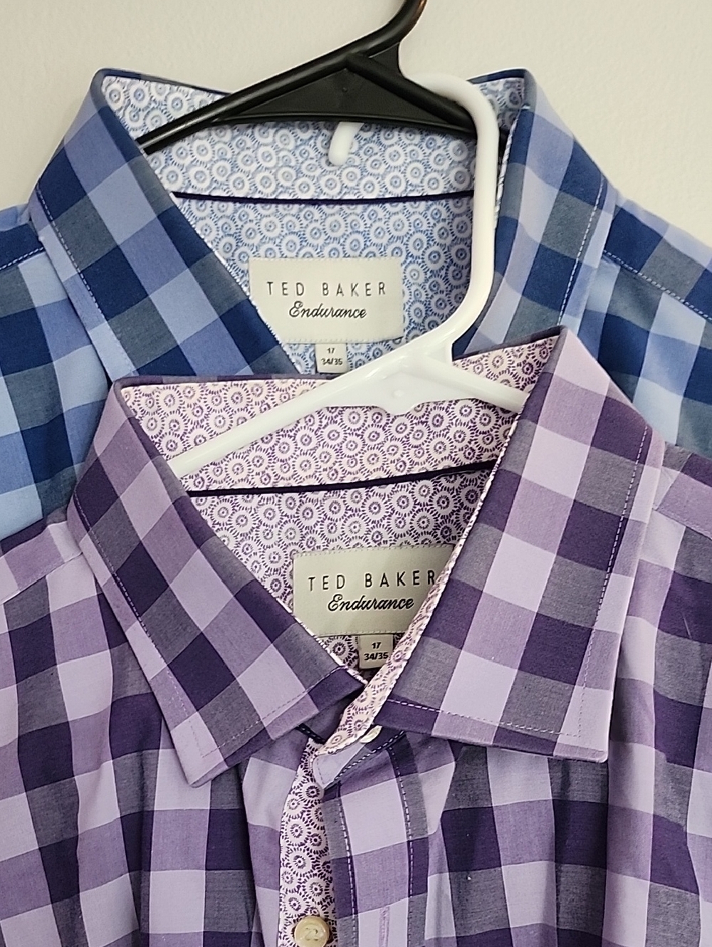 Ted Baker Endurance Men's Dress Shirt - 17 34/35 - [Blue And Purple] Gingham SET